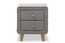 Fadri Gray Fabric Upholstered 2-Drawer Nightstand Baxton