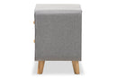 Fadri Gray Fabric Upholstered 2-Drawer Nightstand Baxton