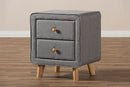 Fadri Gray Fabric Upholstered 2-Drawer Nightstand Baxton