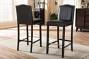 Nouria Black Modern Bar Stool w/Nail Head Trim (Set of 2) Baxton