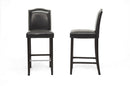 Nouria Black Modern Bar Stool w/Nail Head Trim (Set of 2) Baxton