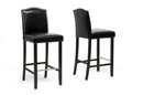 Nouria Black Modern Bar Stool w/Nail Head Trim (Set of 2) Baxton