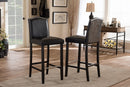 Nouria Dark Brown Modern Bar Stool w/Nail Head Trim (Set of 2) Baxton