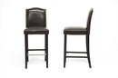 Nouria Dark Brown Modern Bar Stool w/Nail Head Trim (Set of 2) Baxton