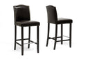 Nouria Dark Brown Modern Bar Stool w/Nail Head Trim (Set of 2) Baxton
