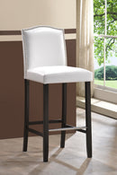 Nouria White Modern Bar Stool w/Nail Head Trim (Set of 2) Baxton