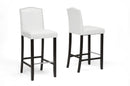 Nouria White Modern Bar Stool w/Nail Head Trim (Set of 2) Baxton