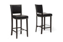 Malino Black Modern Bar Stool w/Nail Head Trim (Set of 2) Baxton