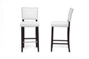 Malino White Modern Bar Stool w/Nail Head Trim (Set of 2) Baxton