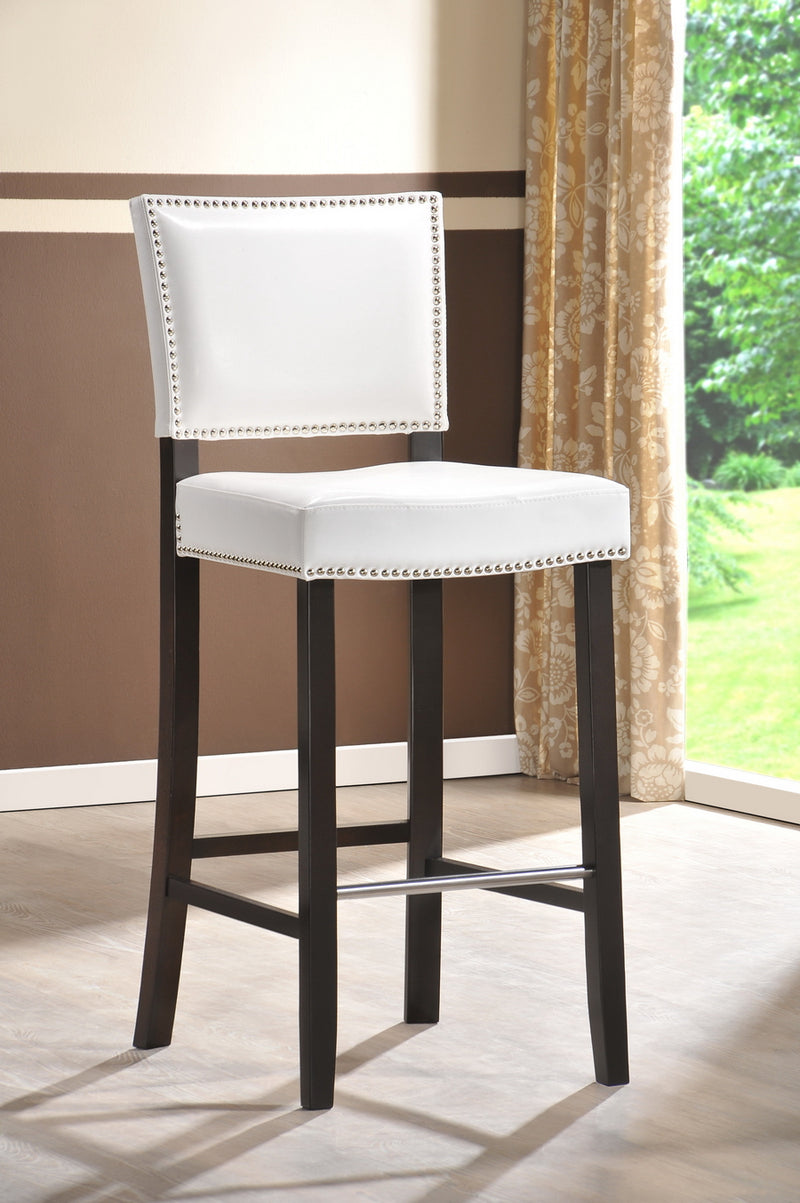 Malino White Modern Bar Stool w/Nail Head Trim (Set of 2)