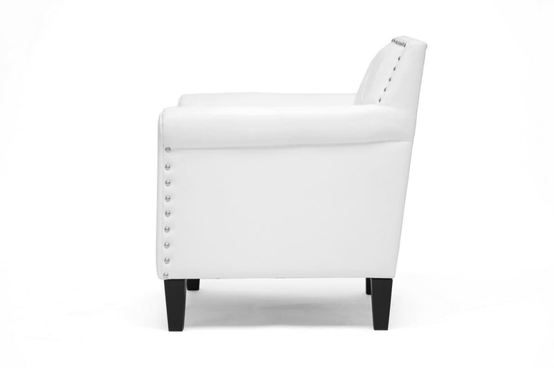 Devan White faux Leather  Modern Arm Chair