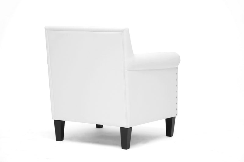 Devan White faux Leather  Modern Arm Chair