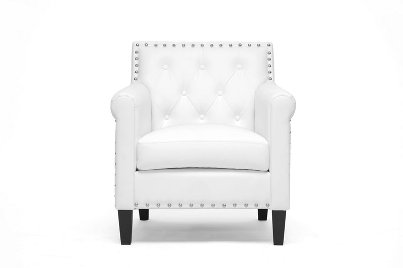 Devan White faux Leather  Modern Arm Chair