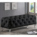 Octavia Crystal Tufted Black Leather Bench Baxton