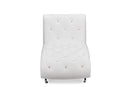 Monte White Faux Leather Upholstered Crystal Button Tufted Chaise Baxton