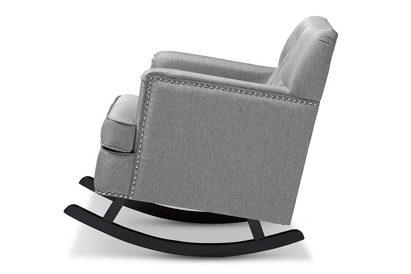 Emile Modern and Contemporary Gray Fabric Upholstered Button-tufted Rocking Chair