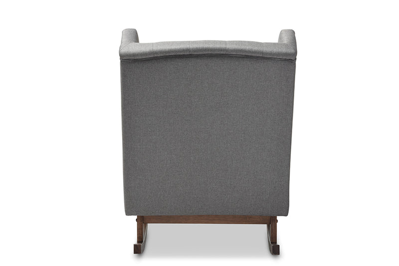 Fenton Mid-century Retro Modern Gray Fabric Upholstered Button-tufted Wingback Rocking Chair