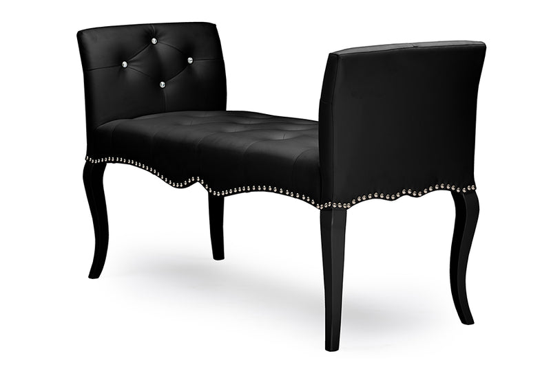 Kaila Modern and Contemporary Black Faux Leather Classic Seating Bench