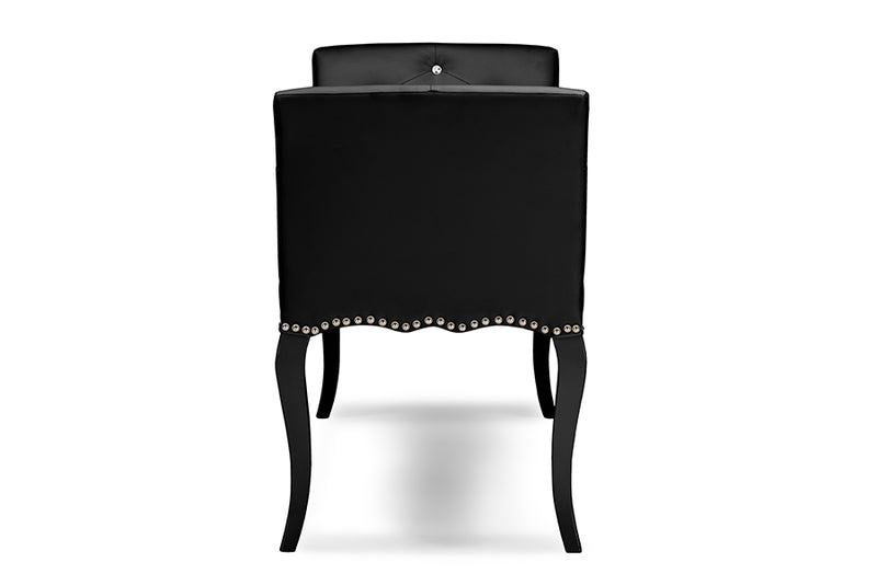 Kaila Modern and Contemporary Black Faux Leather Classic Seating Bench