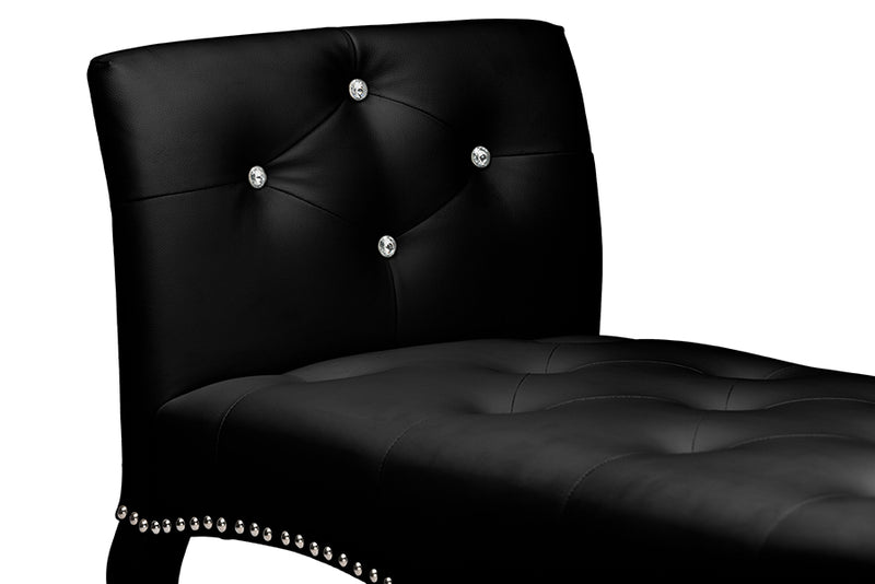 Kaila Modern and Contemporary Black Faux Leather Classic Seating Bench