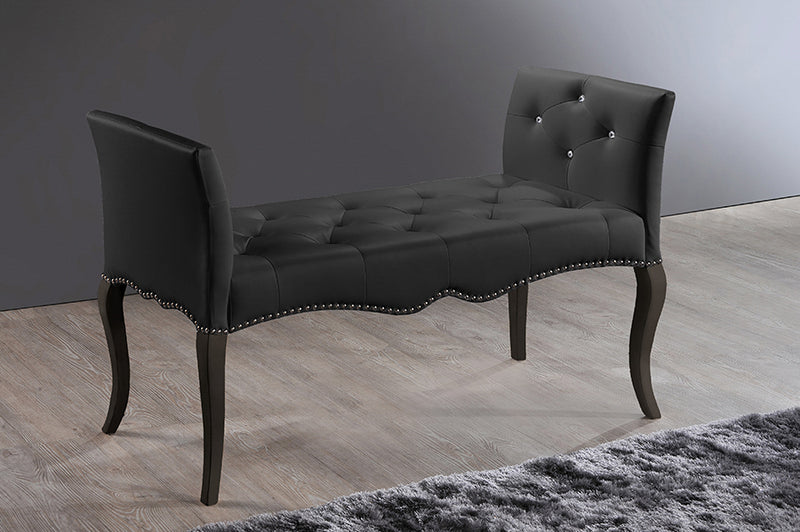 Kaila Modern and Contemporary Black Faux Leather Classic Seating Bench