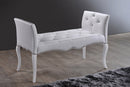 Kaila White Faux Leather Classic Seating Bench Baxton