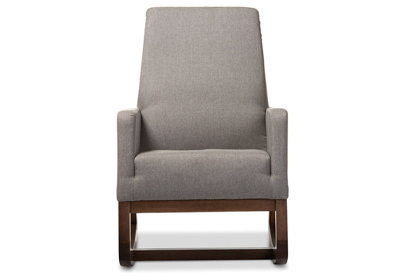 Roana Gray Fabric Upholstered Rocking Chair Baxton