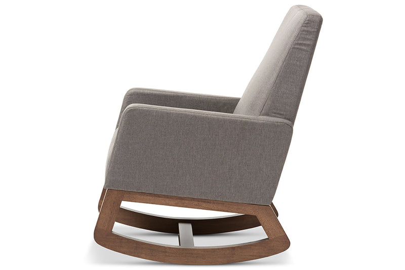 Roana Gray Fabric Upholstered Rocking Chair and Ottoman Set Baxton