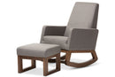 Roana Gray Fabric Upholstered Rocking Chair and Ottoman Set Baxton