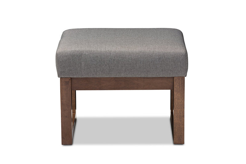 Roana Gray Fabric Upholstered Ottoman Stool Baxton