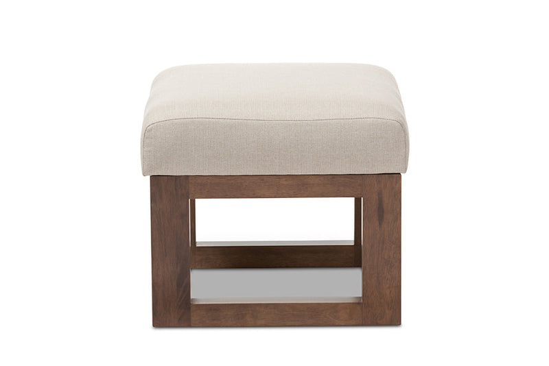 Roana Light Beige Fabric Upholstered Ottoman Stool Baxton