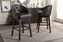 Glaucia Brown Faux Leather Tufted Swivel Barstool w/Nail heads Trim (Set of 2) Baxton