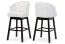 Glaucia White Faux Leather Tufted 2Pc Swivel Barstool Set w/Nail heads Trim Baxton