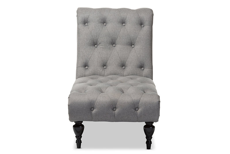 Gitano Mid-century Retro Modern Gray Fabric Upholstered Button-tufted Chaise Lounge