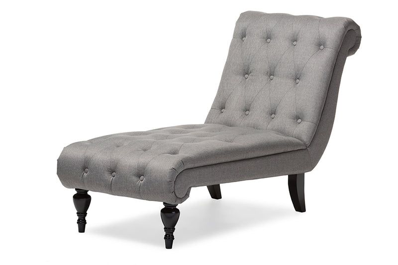 Gitano Mid-century Retro Modern Gray Fabric Upholstered Button-tufted Chaise Lounge