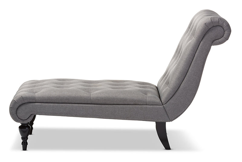 Gitano Mid-century Retro Modern Gray Fabric Upholstered Button-tufted Chaise Lounge