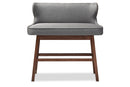 Putri Gray Fabric Button-tufted Upholstered Bar Bench Banquette Baxton