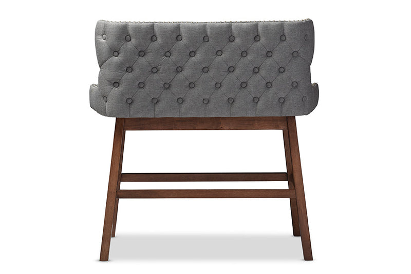 Putri Gray Fabric Button-tufted Upholstered Bar Bench Banquette Baxton