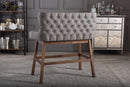 Putri Gray Fabric Button-tufted Upholstered Bar Bench Banquette Baxton