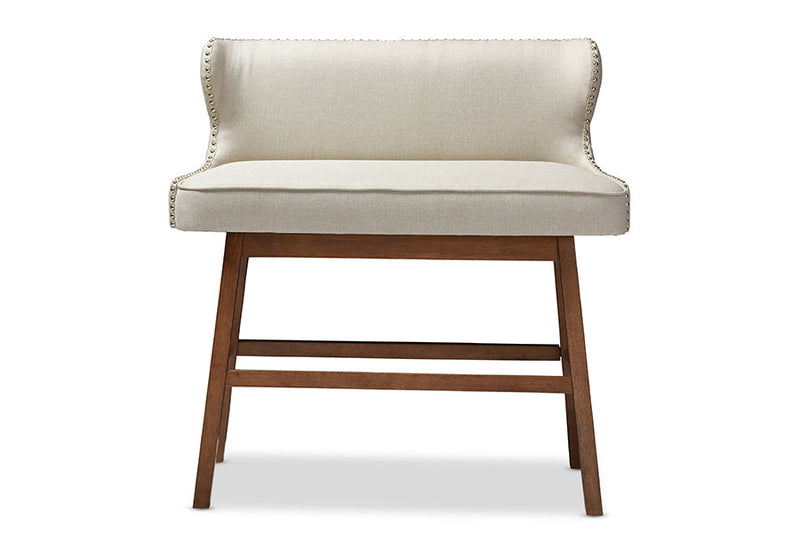 Putri Light Beige Fabric Button-tufted Upholstered Bar Bench Banquette Baxton