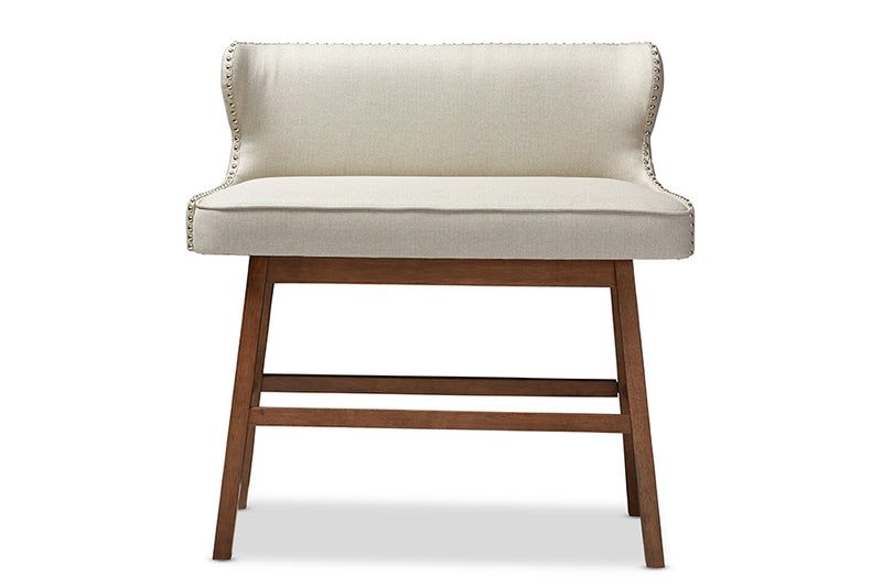 Putri Modern and Contemporary Light Beige Fabric Button-tufted Upholstered Bar Bench Banquette