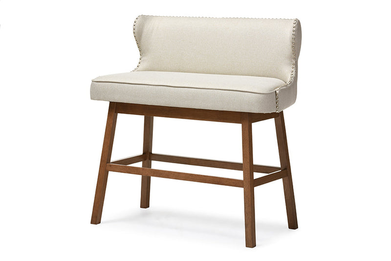Putri Light Beige Fabric Button-tufted Upholstered Bar Bench Banquette Baxton