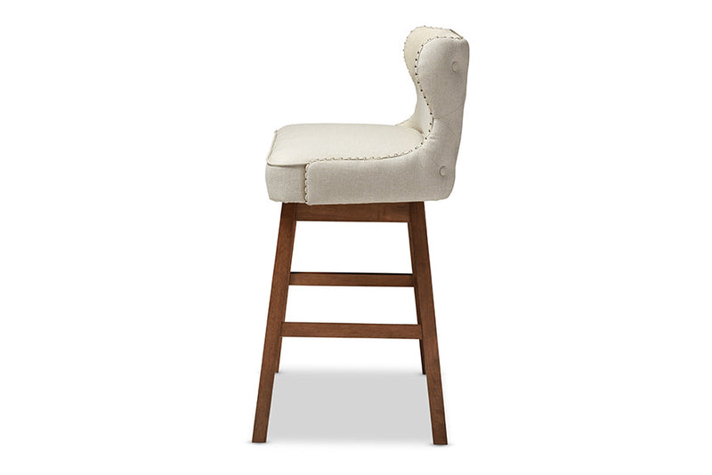 Putri Light Beige Fabric Button-tufted Upholstered Bar Bench Banquette Baxton