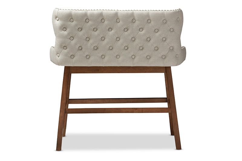 Putri Modern and Contemporary Light Beige Fabric Button-tufted Upholstered Bar Bench Banquette