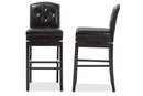 Rosie Dark Brown Faux Leather Button-tufted Swivel Bar Stool (Set of 2) Baxton