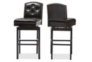 Rosie Dark Brown Faux Leather Button-tufted Swivel Bar Stool (Set of 2) Baxton