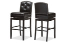 Rosie Dark Brown Faux Leather Button-tufted Swivel Bar Stool (Set of 2) Baxton