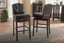 Rosie Dark Brown Faux Leather Button-tufted Swivel Bar Stool (Set of 2) Baxton