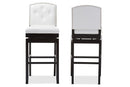 Rosie White Faux Leather Button-tufted Upholstered Swivel Bar Stool (Set of 2) Baxton