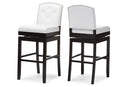 Rosie White Faux Leather Button-tufted Upholstered Swivel Bar Stool (Set of 2) Baxton